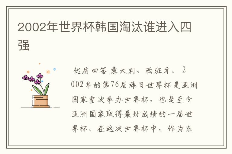2002年世界杯韩国淘汰谁进入四强