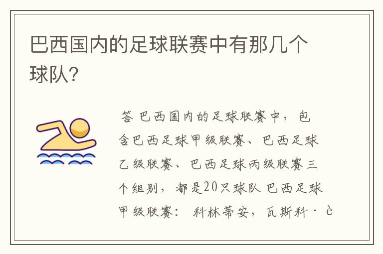 巴西国内的足球联赛中有那几个球队?