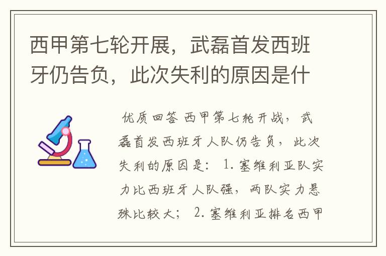 西甲第七轮开展,武磊首发西班牙仍告负,此次失利的原因是什么?