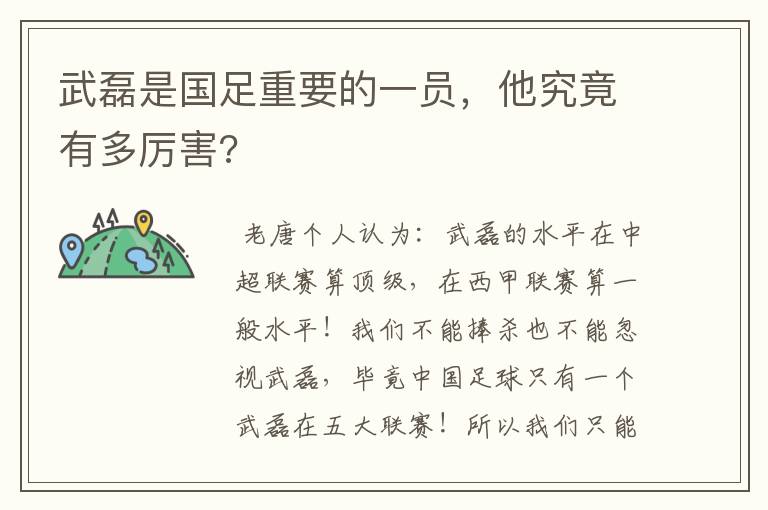 武磊是国足重要的一员,他究竟有多厉害?