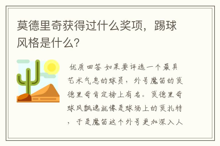 莫德里奇获得过什么奖项,踢球风格是什么?