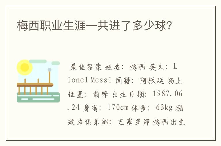 梅西职业生涯一共进了多少球?