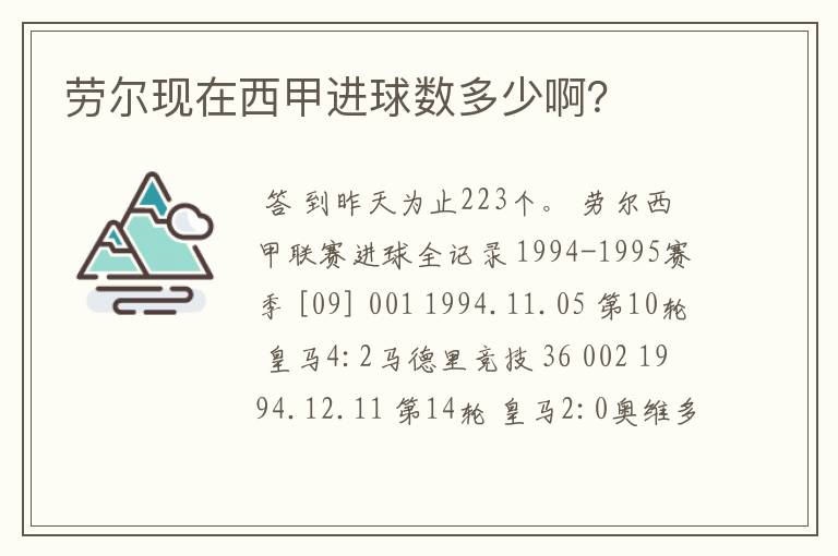 劳尔现在西甲进球数多少啊?