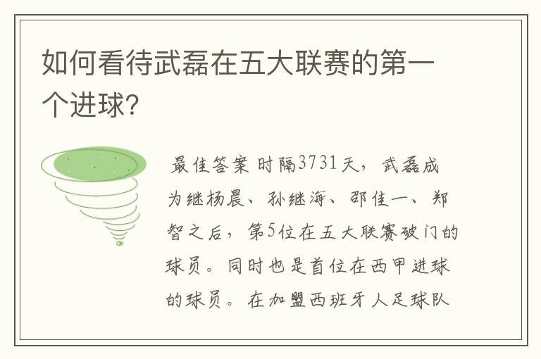 如何看待武磊在五大联赛的第一个进球?