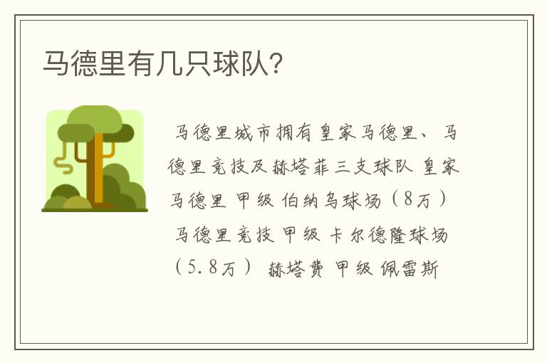 马德里有几只球队?