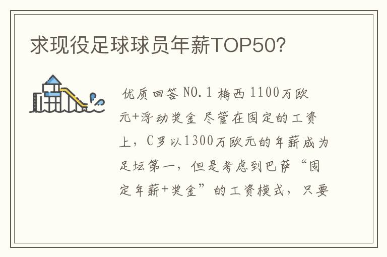求现役足球球员年薪TOP50?