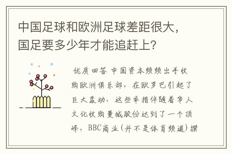 中国足球和欧洲足球差距很大,国足要多少年才能追赶上?
