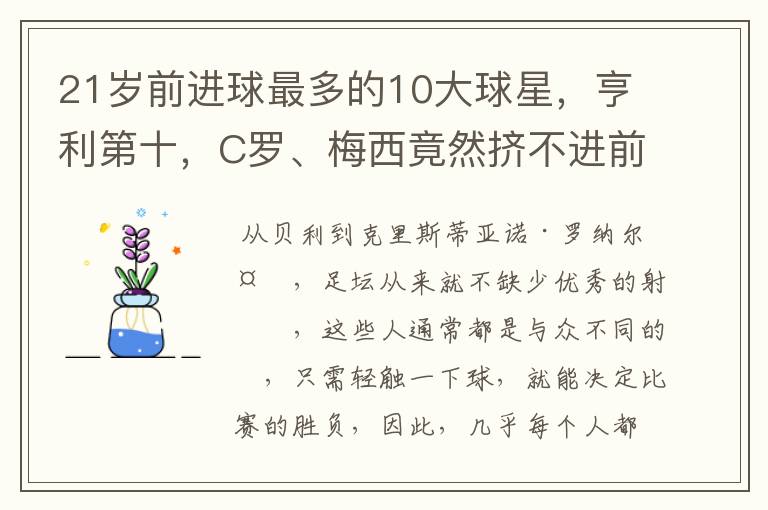 21岁前进球最多的10大球星,亨利第十,C罗、梅西竟然挤不进前五
