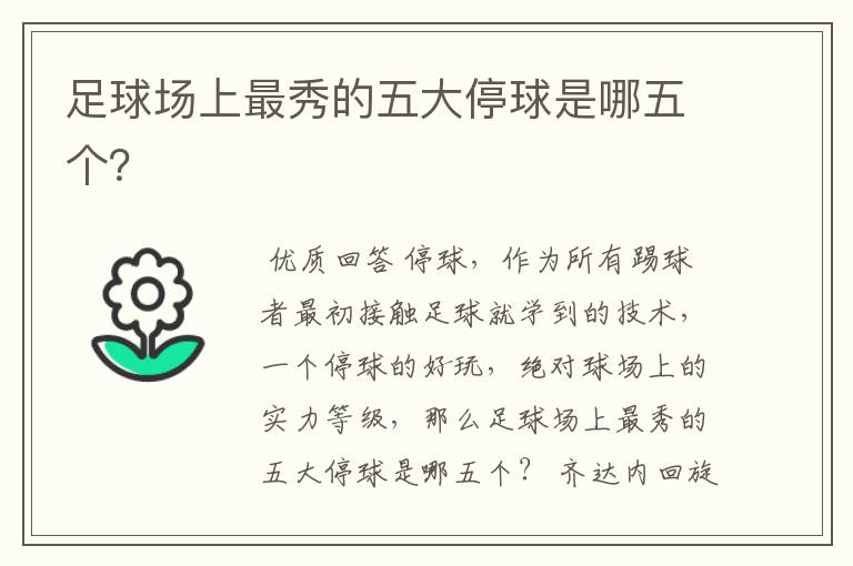 足球场上最秀的五大停球是哪五个?