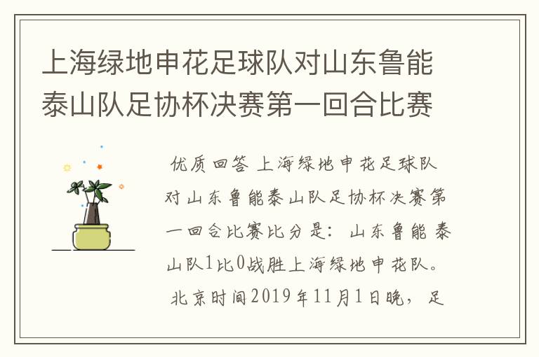 上海绿地申花足球队对山东鲁能泰山队足协杯决赛第一回合比赛比分是多少吗?