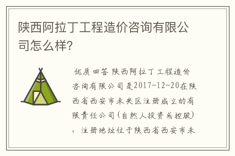 陕西阿拉丁工程造价咨询有限公司怎么样?