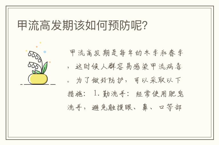 甲流高发期该如何预防呢?