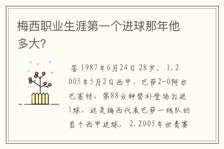 梅西职业生涯第一个进球那年他多大?