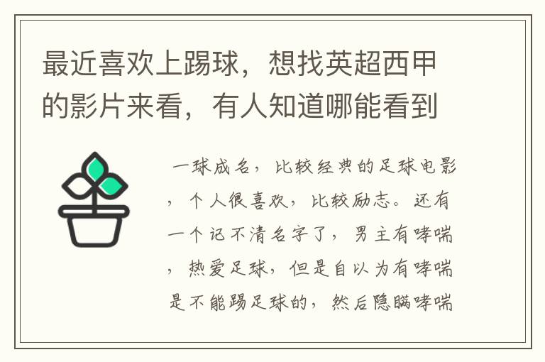 最近喜欢上踢球,想找英超西甲的影片来看,有人知道哪能看到吗