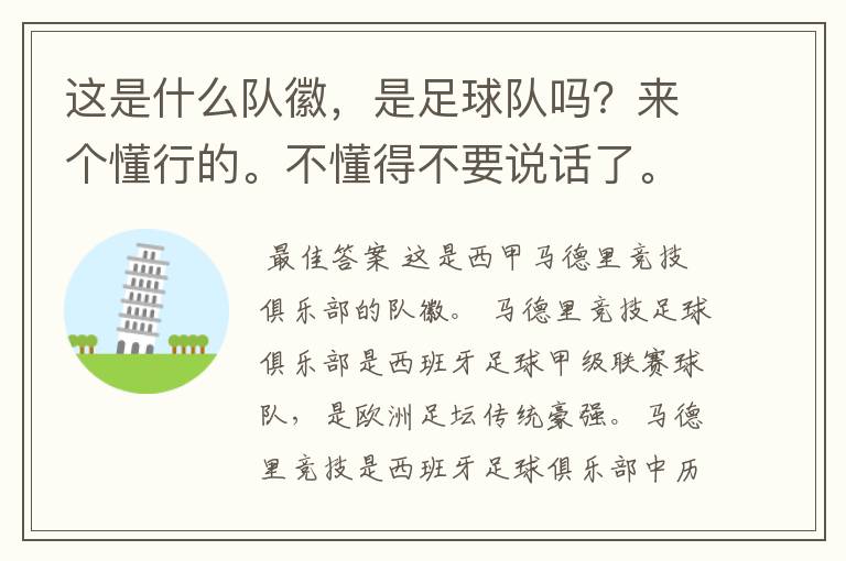 这是什么队徽,是足球队吗?来个懂行的。不懂得不要说话了。