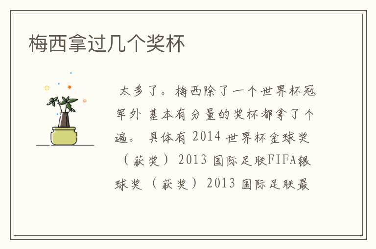 梅西拿过几个奖杯