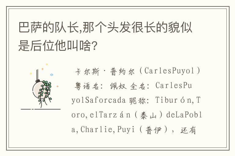 巴萨的队长,那个头发很长的貌似是后位他叫啥?