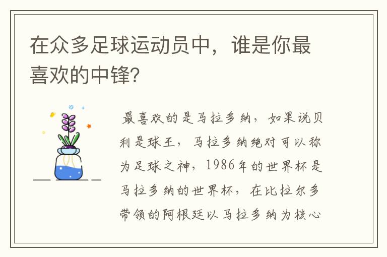 在众多足球运动员中,谁是你最喜欢的中锋?
