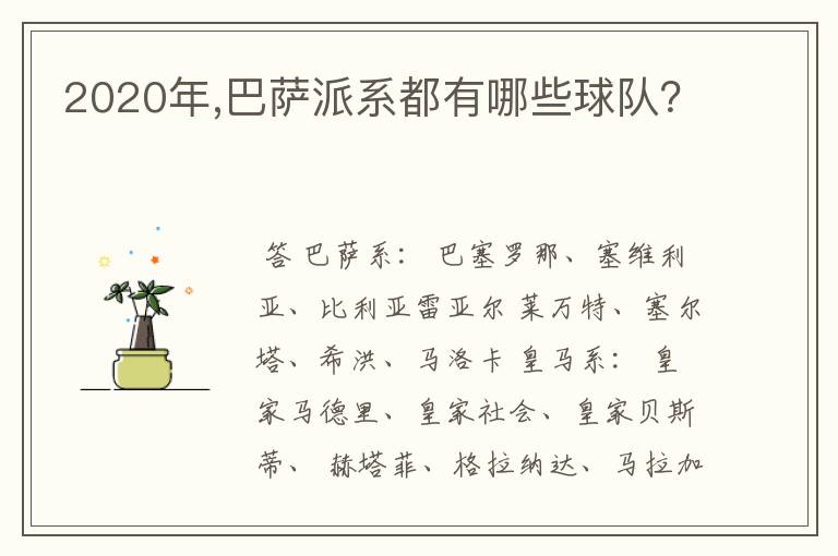2020年,巴萨派系都有哪些球队?