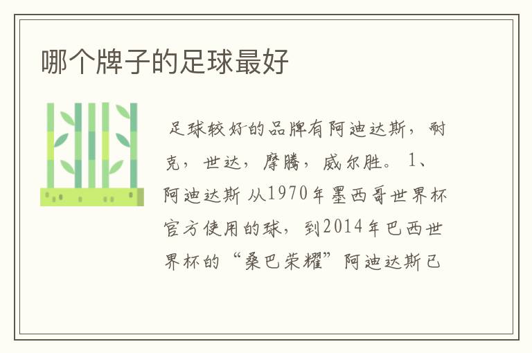 哪个牌子的足球最好