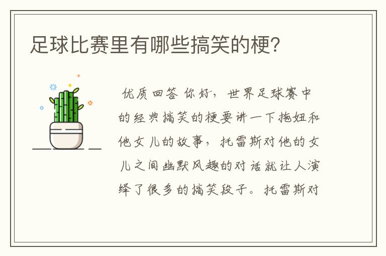 足球比赛里有哪些搞笑的梗?