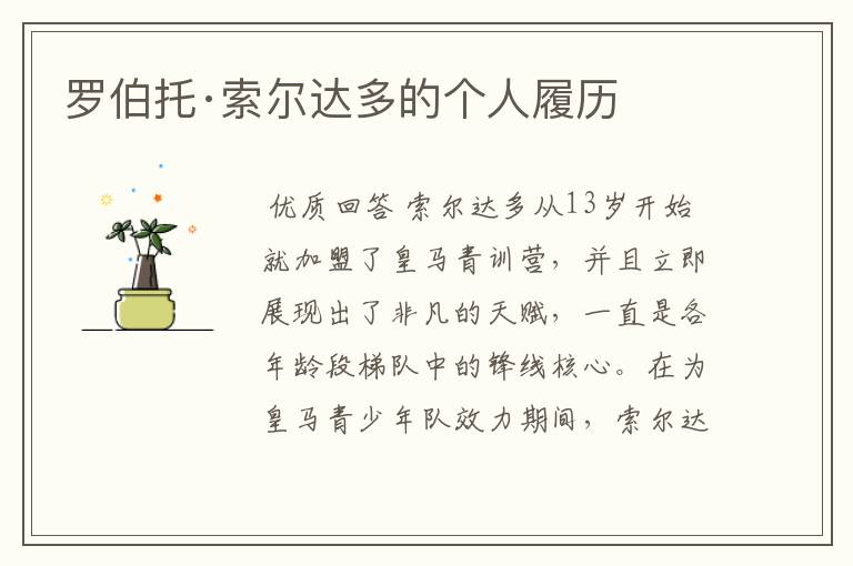 罗伯托·索尔达多的个人履历
