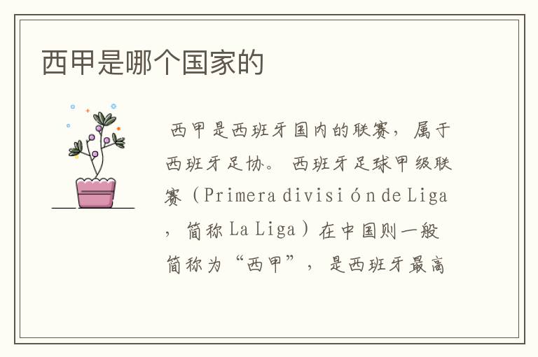 西甲是哪个国家的