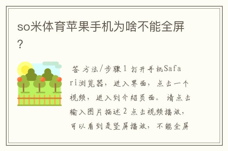 so米体育苹果手机为啥不能全屏?