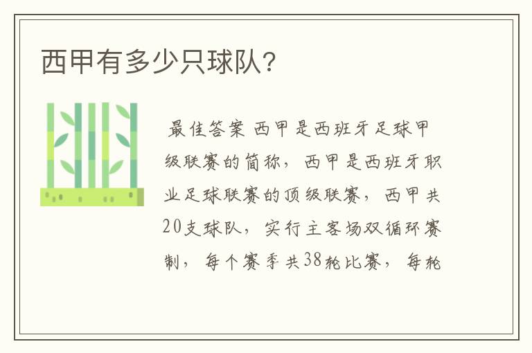 西甲有多少只球队?