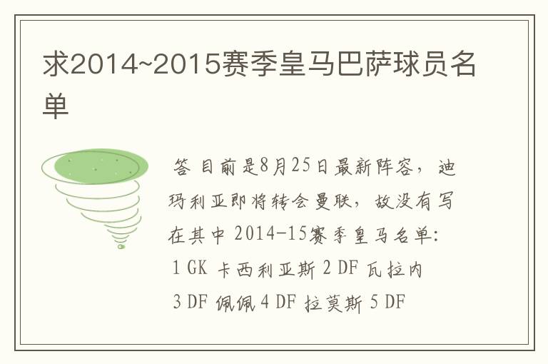 求2014~2015赛季皇马巴萨球员名单