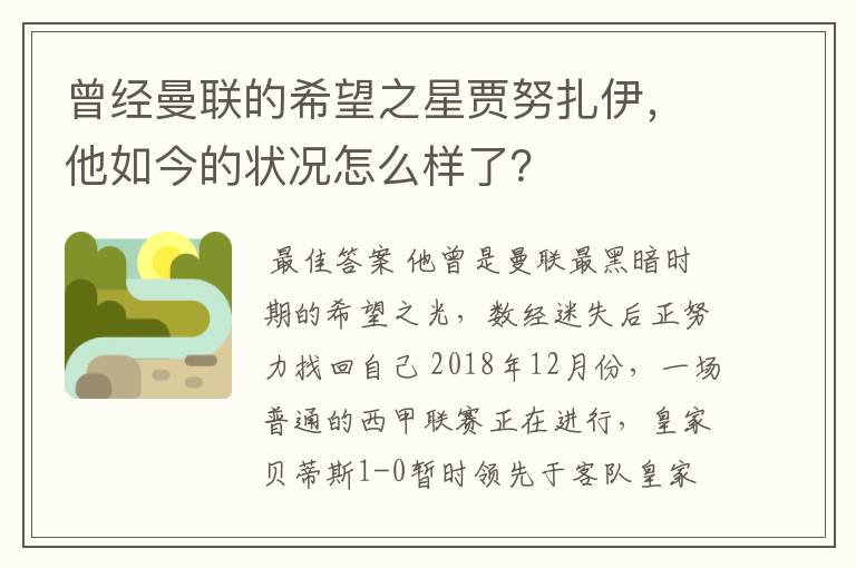 曾经曼联的希望之星贾努扎伊,他如今的状况怎么样了?