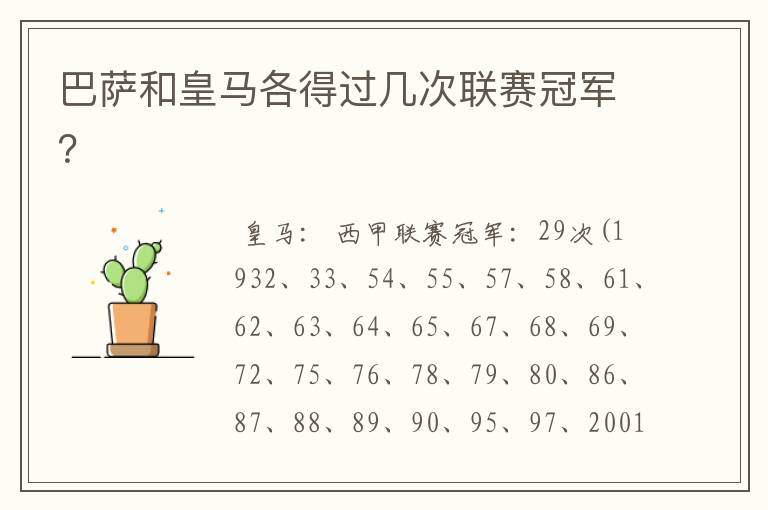 巴萨和皇马各得过几次联赛冠军?