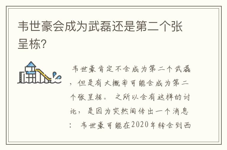 韦世豪会成为武磊还是第二个张呈栋?