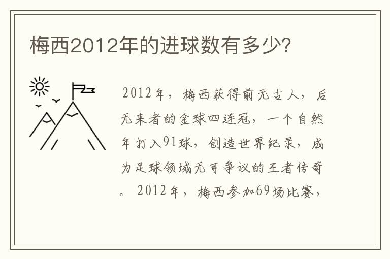 梅西2012年的进球数有多少?