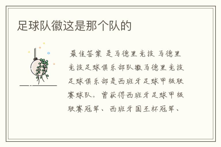 足球队徽这是那个队的