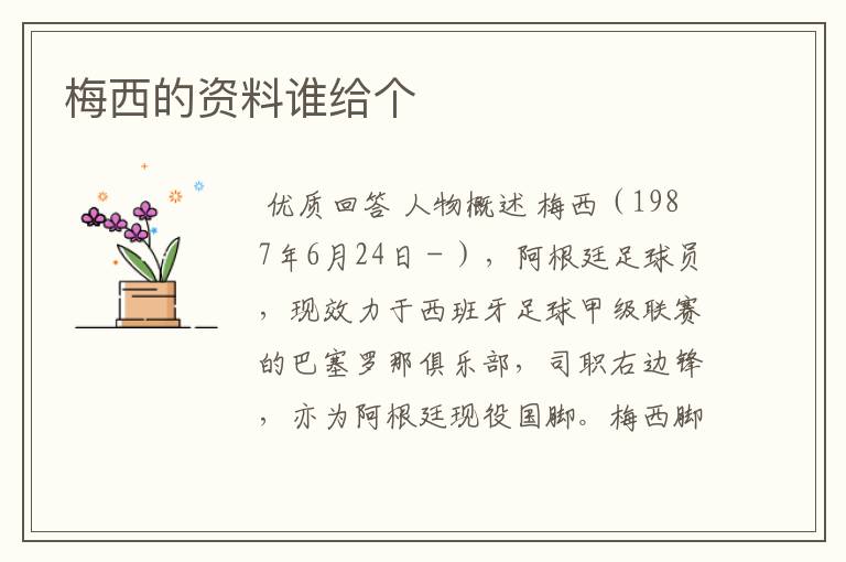 梅西的资料谁给个