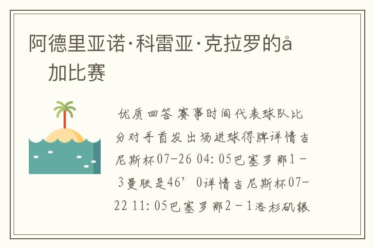 阿德里亚诺·科雷亚·克拉罗的参加比赛