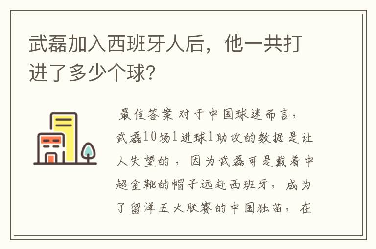 武磊加入西班牙人后,他一共打进了多少个球?