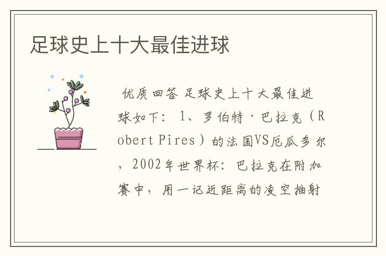 足球史上十大最佳进球