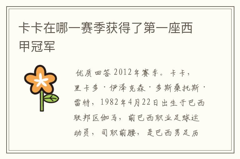 卡卡在哪一赛季获得了第一座西甲冠军