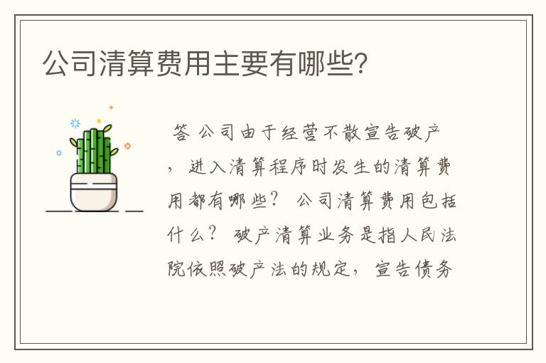 公司清算费用主要有哪些?