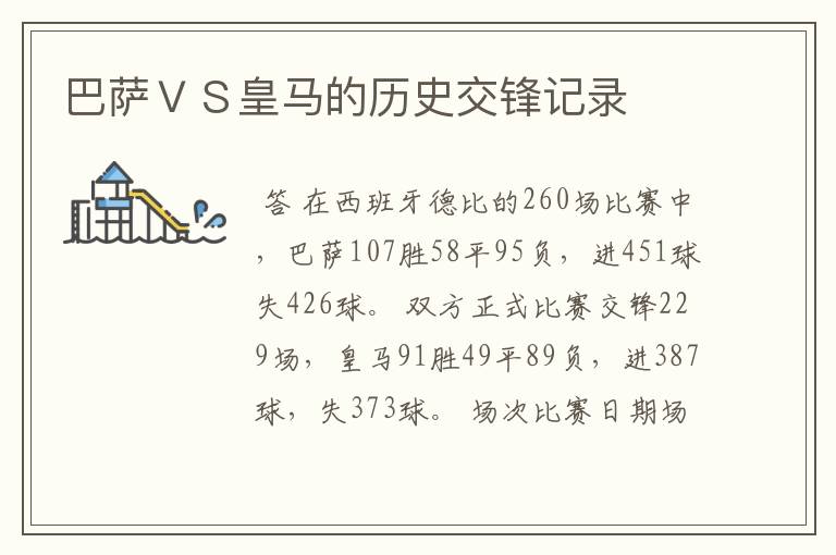 巴萨VS皇马的历史交锋记录