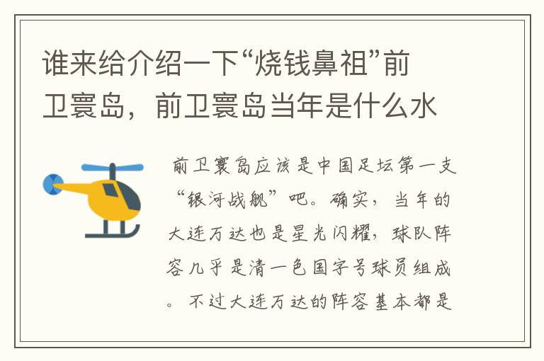 谁来给介绍一下“烧钱鼻祖”前卫寰岛,前卫寰岛当年是什么水平?