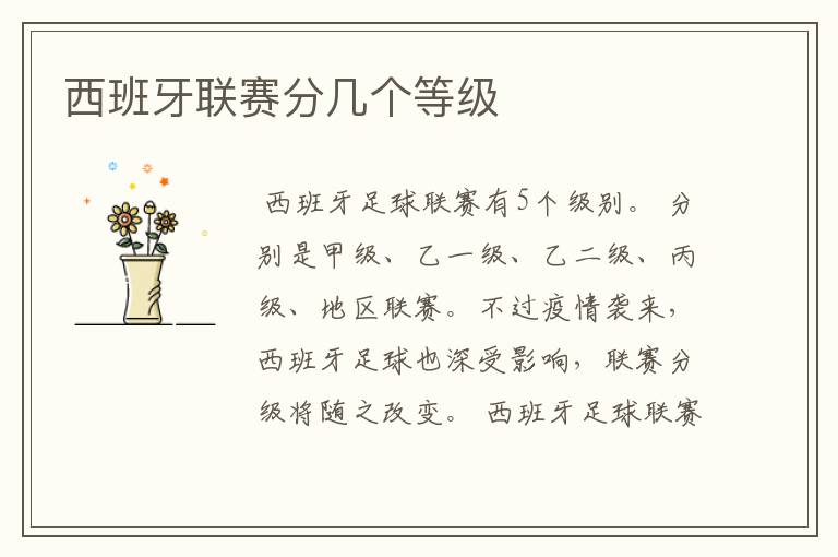 西班牙联赛分几个等级