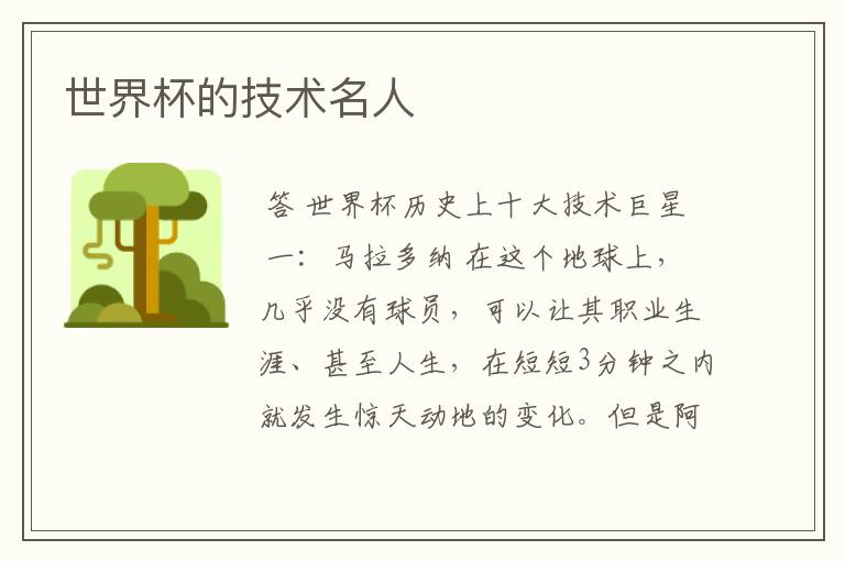 世界杯的技术名人