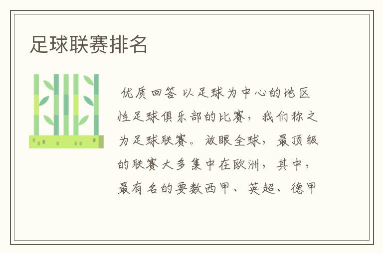 足球联赛排名