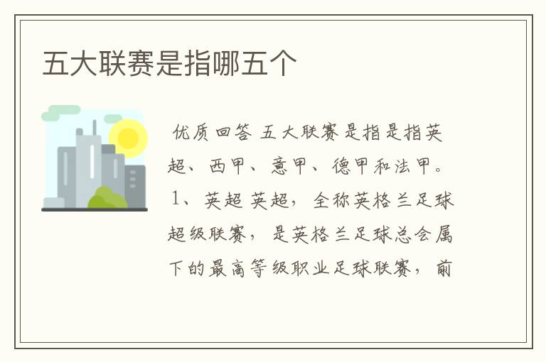 五大联赛是指哪五个