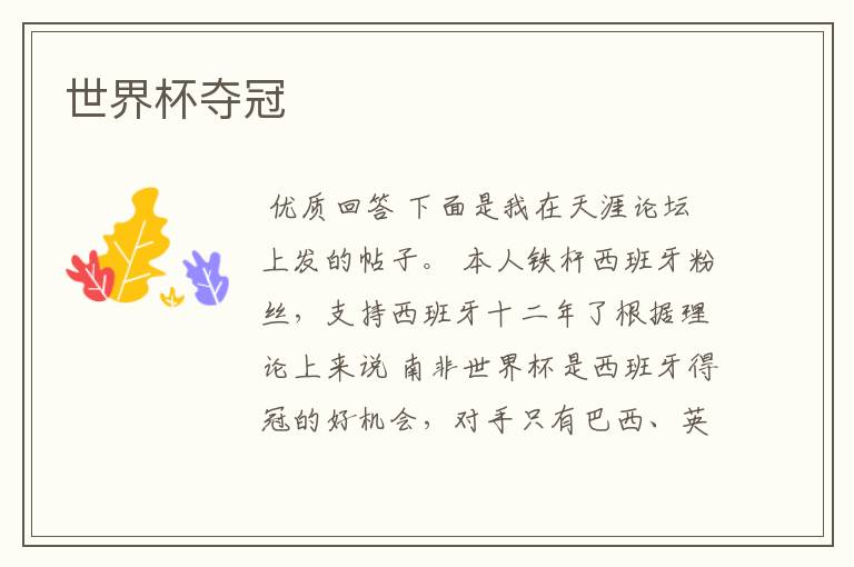 世界杯夺冠
