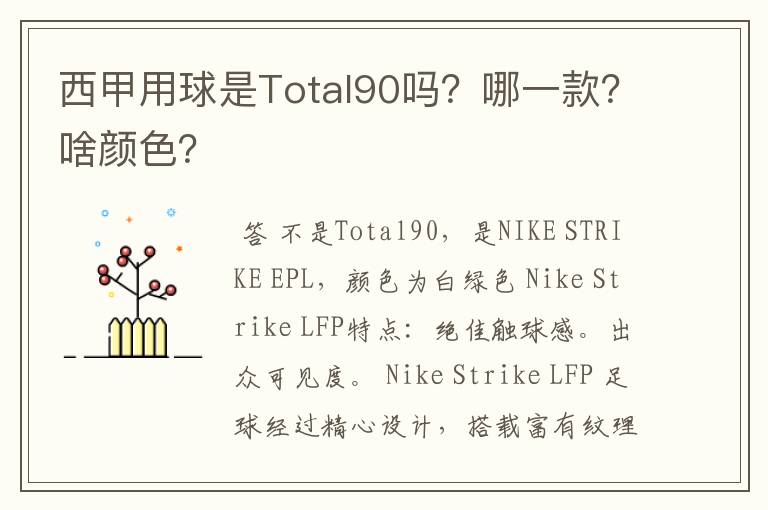 西甲用球是Total90吗?哪一款?啥颜色?