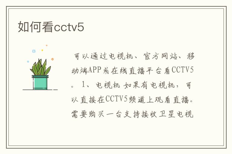 如何看cctv5